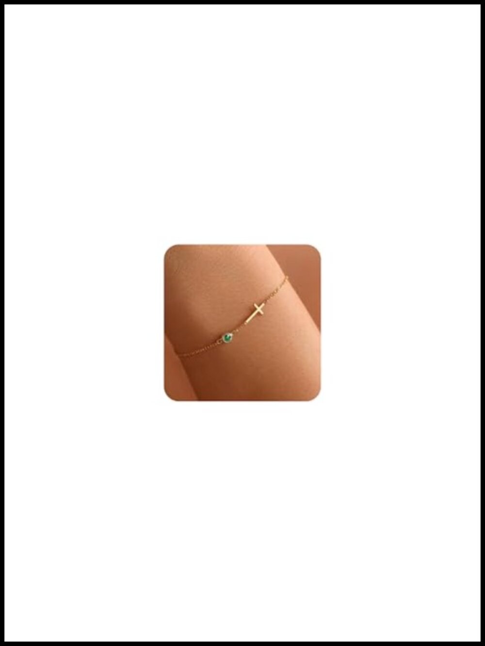 14K Gold Plated Cross Birthstone Bracelet Charms for Women Adjustable